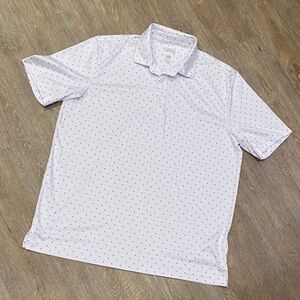 Classic White Polo with Small Blue Print